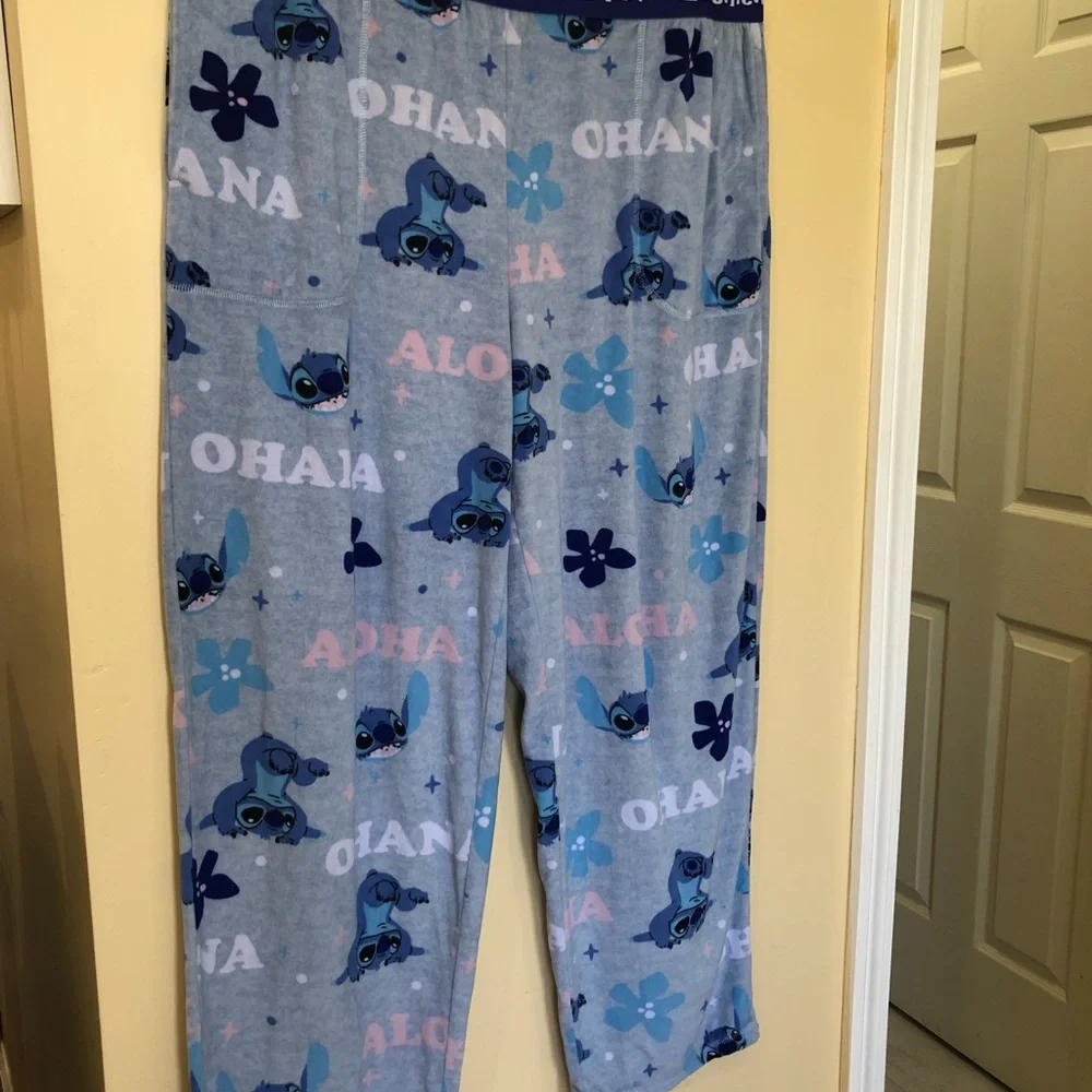 Disney Lilo & Stitch Blue Lounge Pajama Fleece XXL Pants Women’s - Picture 6 of 11